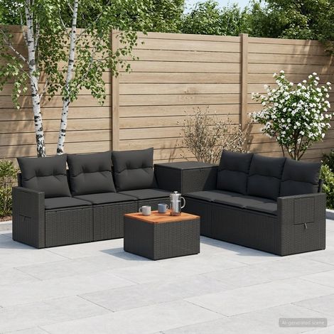 vidaXL Set di divani 8 pz Nero Rattan sintetico e Acciaio (1/5)