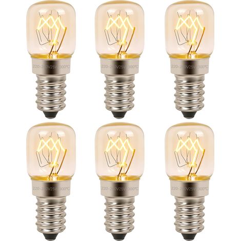 6 Ampoule Four T22 E14 25W, Ampoule Frigo Blanc Chaud 2500K 90LM  Dimmable Résistante à 300 Degrés AC 220V-240V Ampoule Incandescente Petit Culot à Vis pour Four Micro-ondes Lampe de Sel (1/4)