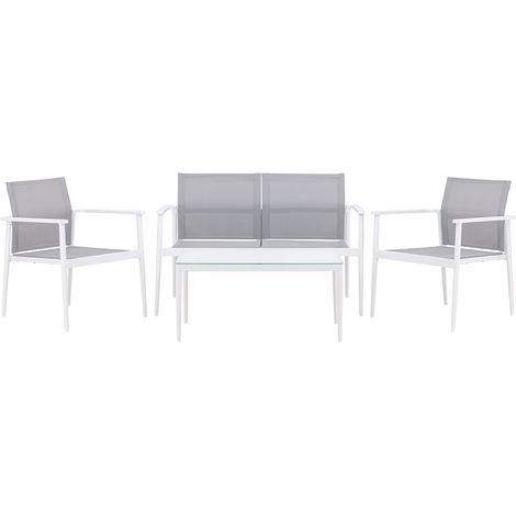 Break Loungeset 1 Sofa, 2 Stühle, 1 Couchtisch weiß. (1/3)