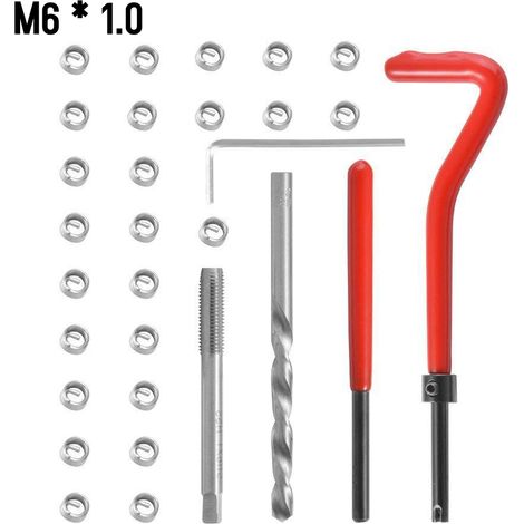 Kit de 30 inserts de réparation de filetage métrique M5, M6, M8, M10, M12, M14 – Outil Helicoil Car Pro M6 1,0 (1/5)