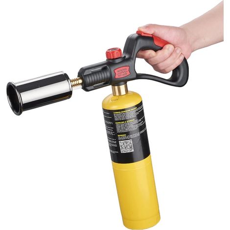 Soplete para barbacoa, construcción de metal resistente, temperatura máxima de llama de 1372 °C (2500 °F), 15 cm (6 pulgadas) de largo, control de llama ajustable, función de bloqueo de seguridad. (1/5)