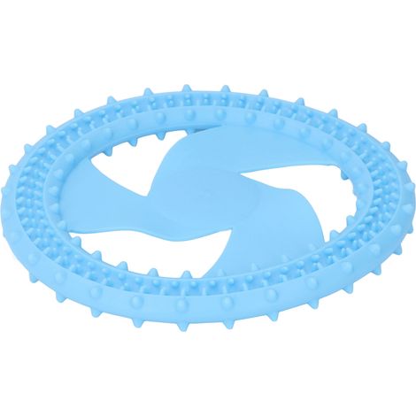 Disque volant pour chien, jouet à mâcher interactif en silicone souple pour le nettoyage des dents, idéal pour l'entraînement en extérieur (bleu). (1/5)