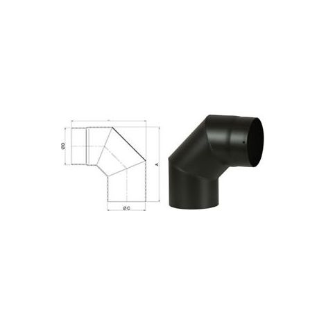 Save gomito acciaio 90o per canne fumarie 15 cm 150 mm spessore 2 mm (1/2)