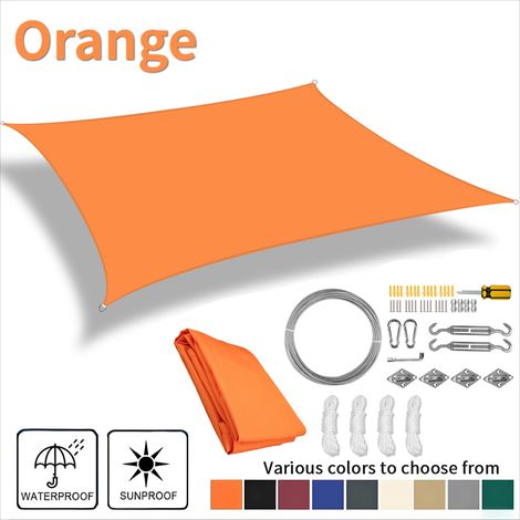 (Orange, accessoires d'installation inclus, 400 x 300 cm) Voile d'ombrage imperméable, résistante aux UV, adaptée aux pergolas de patio et de jardin. (1/5)