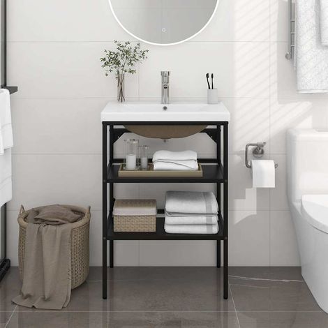 vidaXL Estructura de baño con lavabo incorporado hierro negro (1/5)