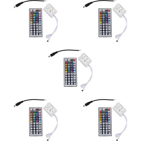 5 mandos a distancia inalámbricos IR de 44 teclas con receptor para tiras de luces LED RGB SMD 5050 3528 (1/4)