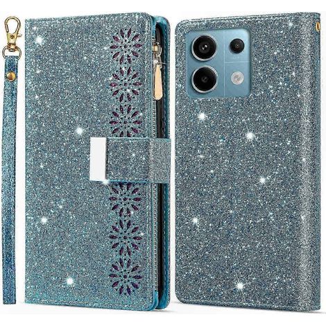 Pochette Portefeuille Étincelante en Cuir PU avec Fermeture Éclair, Coque Téléphone pour Smartphones 5G (1/5)