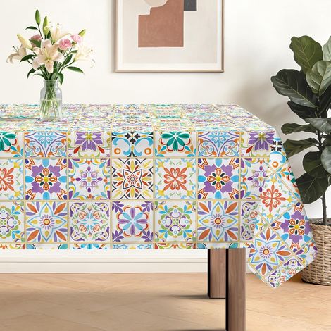 Nappe Rectangulaire Mexicaine Carrelage Carreaux 140x180 Colorée (1/5)