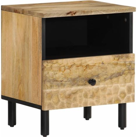 Mesita de noche con cajón y balda 40 x 33 x 46 cm madera mango y hierro DEC032972