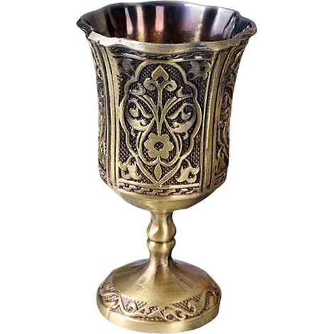 Calice Renaissance, coupe de communion vintage, gobelet médiéval en alliage de zinc pour la décoration intérieure, cadeau. Couleur : bronze. (1/4)