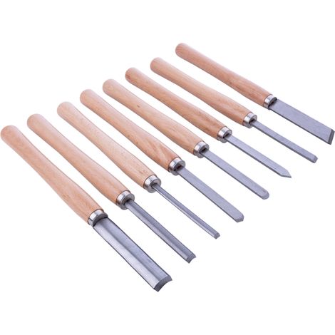 Scheppach Set d'outils de tournage avec coffret en bois - 8 pièces