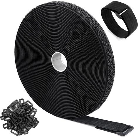 Dailygoods,Klettband 10 m x 2,5 cm,Selbstklebendes Klettband,Kabelbinder mit Klettverschluss,Wiederverschließbares Klettband (1/5)