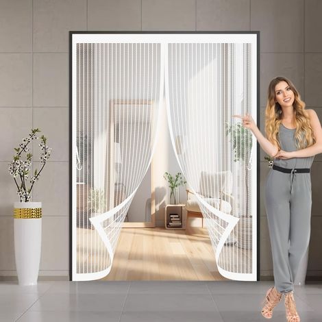 Rideau Moustiquaire Porte 125 x 120 cm Anti-Moustiques, Anti-Insectes (1/5)