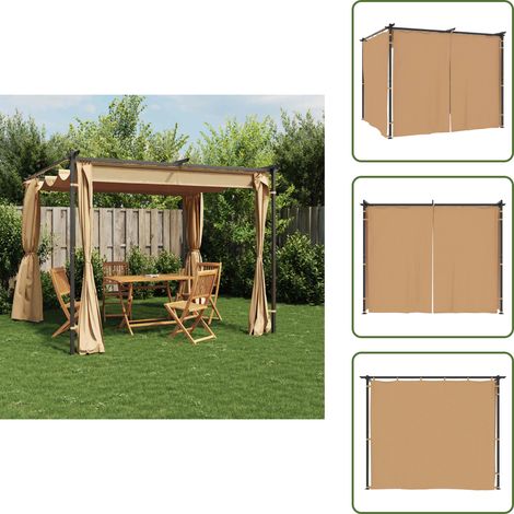 Tonnelle avec rideaux 3x3 m Taupe Acier - Abri Jardin - Tonnelle Pliable - Gazebo - Parasol - Auvent Extérieur (1/5)