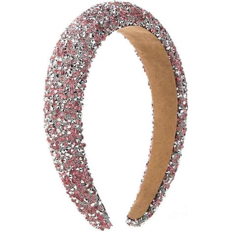 Serre-tête antidérapant pour femme, orné de strass brillants, bandeau design rehaussé-Pink (1/5)