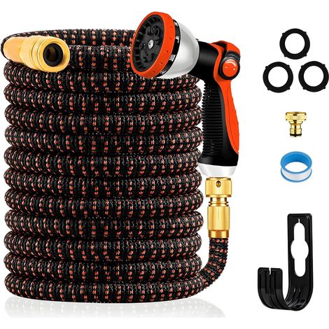 Expandable Garden Hose 25 m with 10 Spray Guns, Fittings Flexible Hose for Taps 1/2 Inch and 3/4 Inch Metal Connections, Garden Hose for Garden, Watering, Cleaning (1/5)