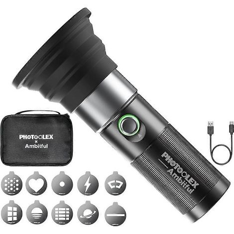 Lampe torche Ambitful 10W, projecteur quatre couleurs, batterie rechargeable intégrée de 8400 mAh offrant jusqu'à 4 heures d'autonomie. (1/5)
