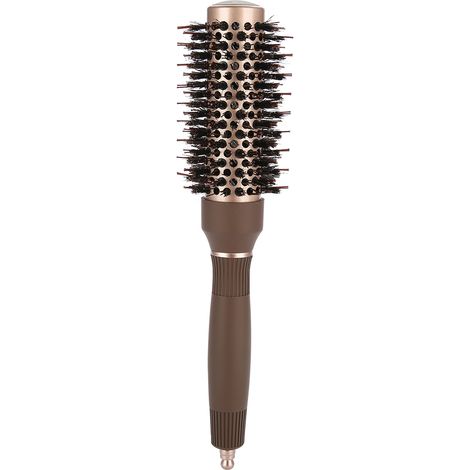 Kit de coiffage à air chaud haut de gamme naturel : brosse bouclante cylindrique à extrémité pointue, tube en aluminium et poils en céramique. (1/3)