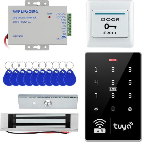 S10 Kit complet de contrôle d'accès WiFi intelligent : 180 kg, verrouillage magnétique, alimentation, interrupteur de sortie et 10 cartes IC – Solution de sécurité complète. (1/5)