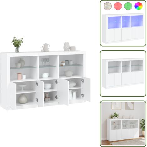 The Living Store Buffet avec lumières LED blanc 162x37x100 cm - Buffet Design Moderne - Meuble Rangement - Luminaire Led Rgb - Armoire Blanche - Décoration Intérieur (1/5)