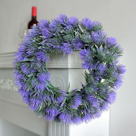 Guirlande Artificielle - Lavande Violette - 38 cm - Décor de Porte d'Entrée et Intérieur/Extérieur - 1 Pièce (1/5)