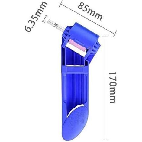 Affûteur de forets en corindon (lot de 2), outil d'affûtage portable, fabriqué en plastique ABS de haute qualité et meule en corindon brun haute dureté (bleu, orange). (1/4)