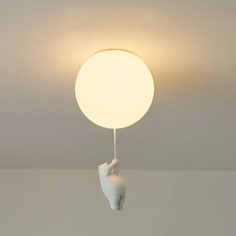 Childrens Ceiling Light White Acrylic Lampshade,Creative Polar Bear Ceiling Light Modern Cartoon Decor Lamp Fixture Indoor Lighting for Boy Girl Bedroom Living Room Kindergarten,19cm(No Bulb) - B
