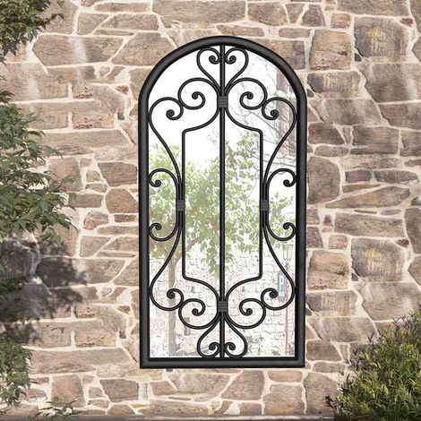 Miroir de jardin Noir 70x30 cm Fer pour utilisation extérieure