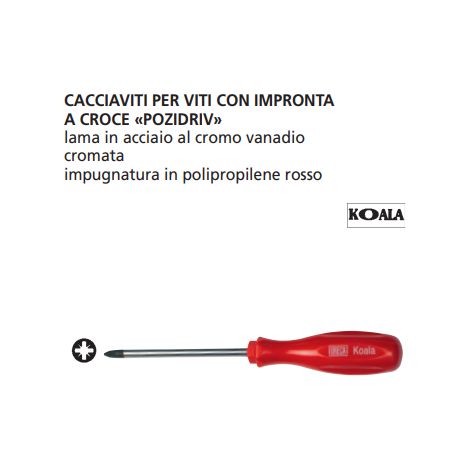 ORECA-CACCIAVITE PER VITI CON IMPRONTA ACROCE POZIDRIVGR0 3x60 IN ACCIAIO CROMO VANADIO