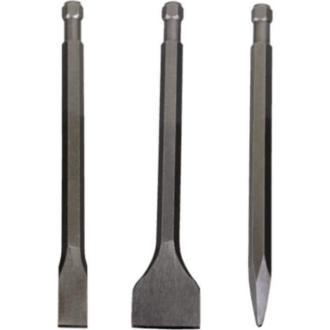 Kit 3 scalpelli ricambio per martello demolitore pneumatico Scheppach aero spade