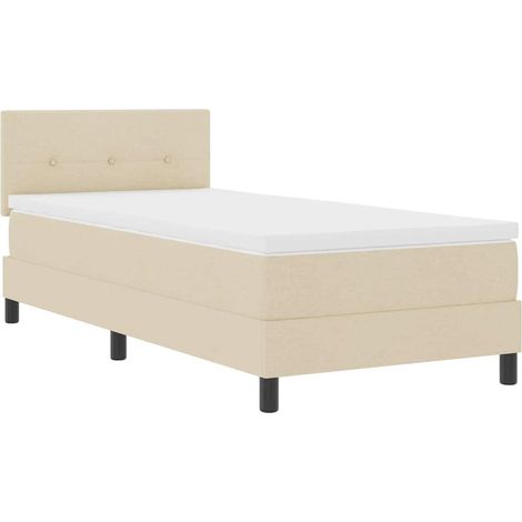 Boxspringbett mit LED-Lichtleisten Creme 100 x 200 cm Stoff vidaXL (1/5)