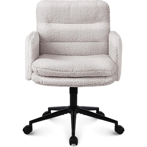 ralex-chair Chaise de Bureau, Imitation Cachemire, Chaise de Maquillage Confortable avec Hauteur réglable, Chaise Ergonomique de Bureau pour la Maison et la Chambre (Crème)