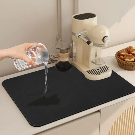 Tapis de séchage en terre de diatomée pour plan de travail – Très absorbant, séchage rapide (40 cm x 30 cm) (1/4)