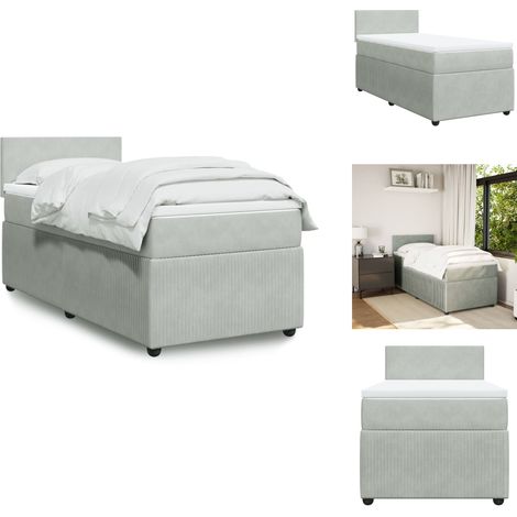 Sommier à lattes de lit et matelas Gris clair 100x200cm Velours - Sommier À Lattes De Lit - Sommiers À Lattes De Lit - Lit - Meuble De Chambre À Coucher (1/5)