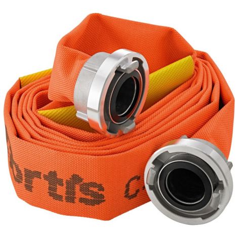 Tuyau plat de construction/industriel. orange. C/52mm avec 2 vannes de fuite. Raccord STORZ. 5m FORTIS (1/5)