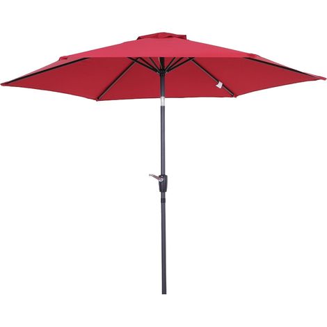 Knickschirm Sonnenschirm Mit Handkurbel, Alu, 180/㎡ Polyester, Rot, 2,7 X 2,35 M