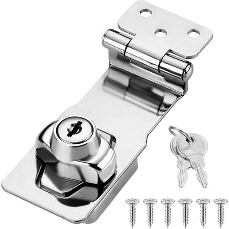 Türriegel mit Schlüssel 4 Zoll Edelstahl Silber 90° Winkel