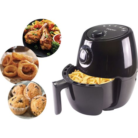 BEPER P101FRI001 Friggitrice ad aria calda, Senza Olio, Timer e Temperatura regolabile, Recipiente e griglia rimovibili, Capacità 2 litri, Potenza 1000 Watt, Nero (1/5)