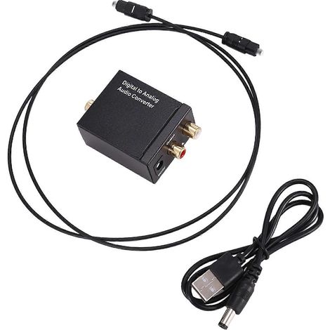 Convertisseur audio numérique-analogique fibre optique Toslink coaxial vers RCA R/Ldécodeur audio SPDIF ATVamplificateur DAC noir (1/5)