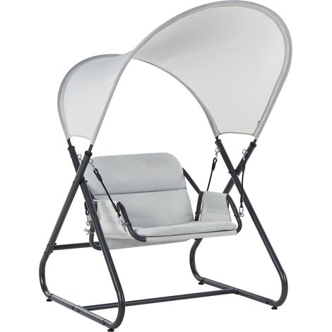 Columpio moderno para exterior asiento de poliéster con toldo de malla estructura de acero gris claro Solagna