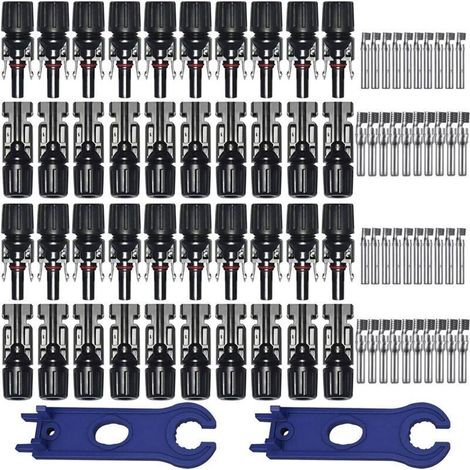 20 Paires Connecteur MC4 Solaire Photovoltaïque,Connecteur PV Mâle/Femelle, Double Anneaux Joint étanche, pour Photovoltaïque Panneau Solaire Cable Accessoires (1/5)