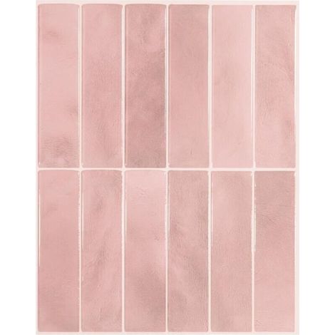 Stickers muraux 3D en époxy, rose, 22,9 x 29 cm, 5 feuilles, stickers auto-adhésifs en PU pour carrelage de cuisine et de salle de bain. (1/5)