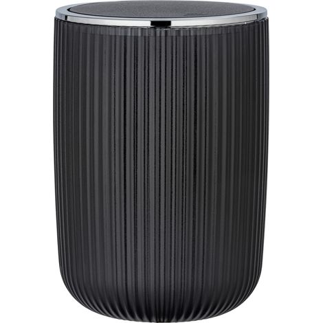 Poubelle avec couvercle basculant L gris 5,5 litres Pour salle de bain Poubelle en plastique Surface structurée Sans BPA 19 x 27 cm Gris givré (1/4)