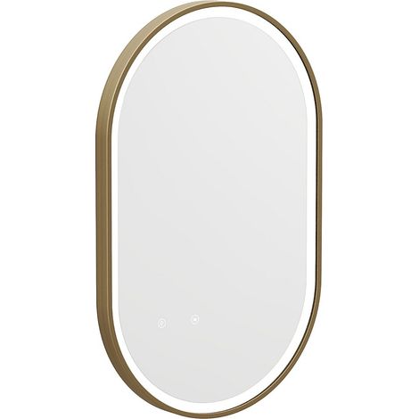 Specchio per bagno luminoso ovale antiappannamento con contorno Dorato 50 x 80 cm - ALARICO