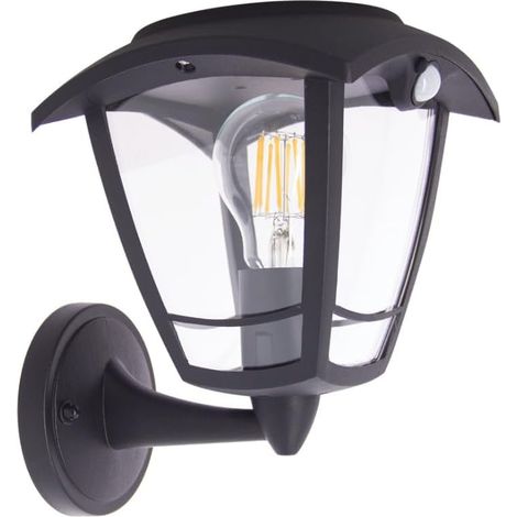 Applique Murale Solaire Rétro Noire LED avec Détecteur de Mouvement, IP44, 400 Lumens, 3000K Blanc Chaud, Autonomie 33h – Éclairage Décoratif Solaire Intelligent pour Jardin ou Terrasse (1/5)