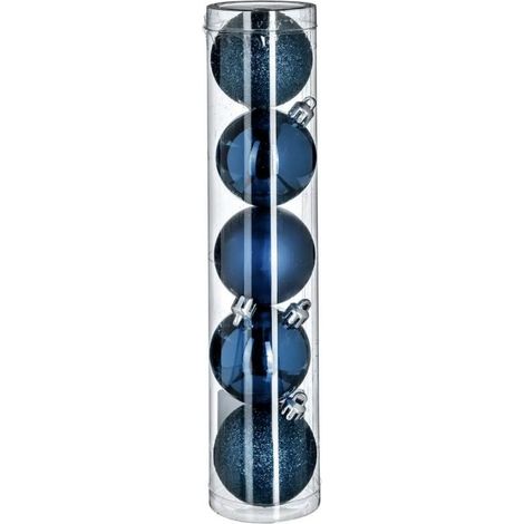 Paris Prix - Lot De 5 Boules De Noël colorama 5cm Bleu Nuit