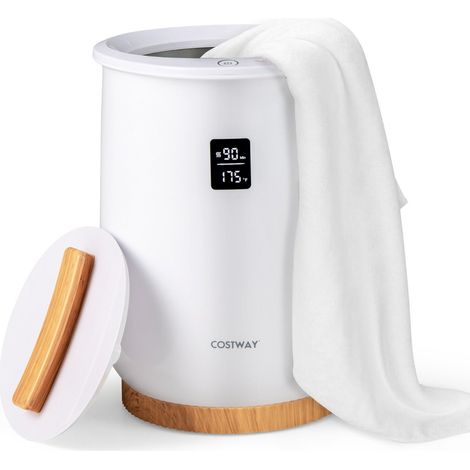 Calentador de toallas de cubo 33 x 33 x 48 cm gran capacidad de 20 L calentamiento rápido ambiente de spa ABS blanco 200017433