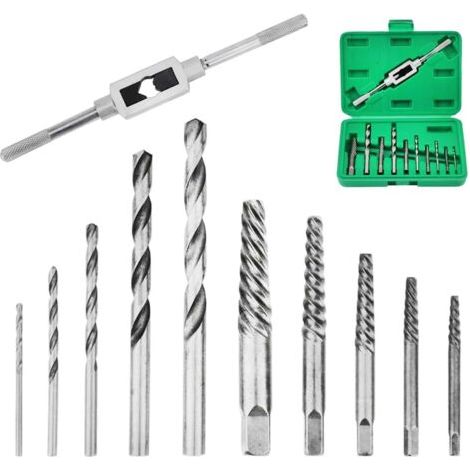 Screw Extractor Set, Damaged Screw Broken Bolt Water Pipe Remover Set Hardness Broken Screw Bolts Extractors Easy Stripped (11Pcs Screw Extractor) (1/5)