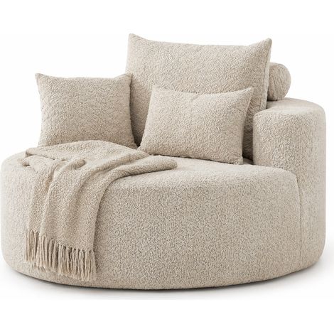 Fauteuil modulable en tissu, sans montage, style cloud moelleux, confortable pour salon, chambre ou lounge, avec coussin dossier, coloris kaki – CHICFURN (1/5)