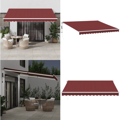 Auvent rétractable automatique avec LED bordeaux 400x300 cm - Auvent Retractable - Stores Exterieurs - Parasol - Abri Solaire - Éclairage Led - Home & Living (1/5)
